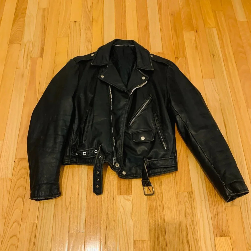 Vintage 90s Leather Biker Jacket Size Medium - Picture 13 of 15